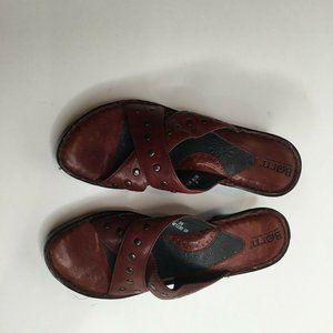 Born Womens Burgundy Leather Flip Flop Sandals Sz8